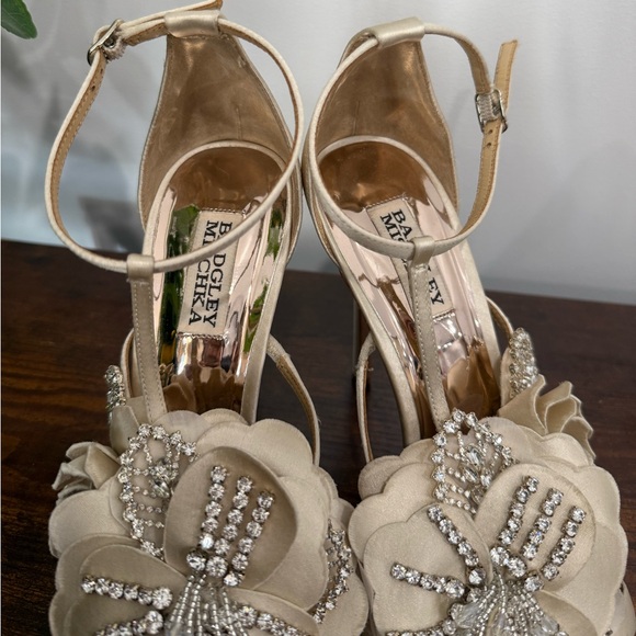 Badgley Mischka Women's Lisa Embellished Satin Floral Appliqué High-Heel Sandals - Picture 5 of 10